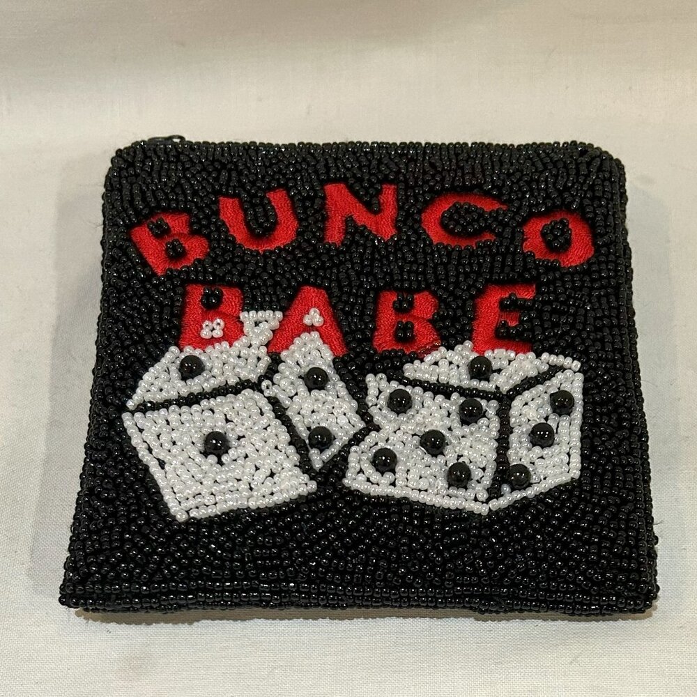 Bunco Babe Beaded Coin Purse Dice Game 4.4 x 4.4" by C Marie
